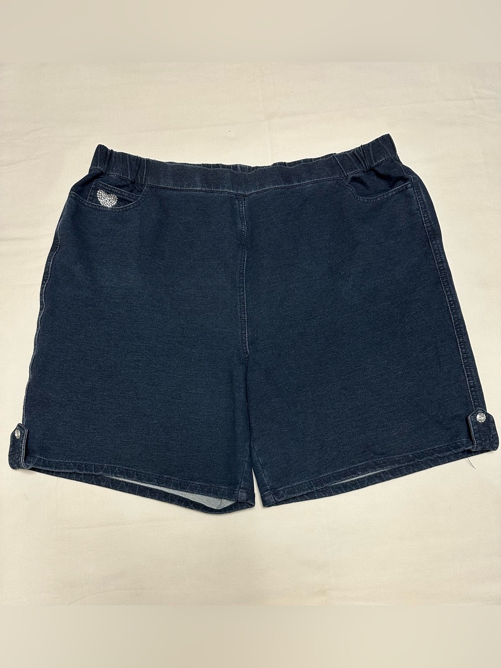 Quacker Factory Women’s Elastic Waist Bermuda Shorts With Rhinestone Detail